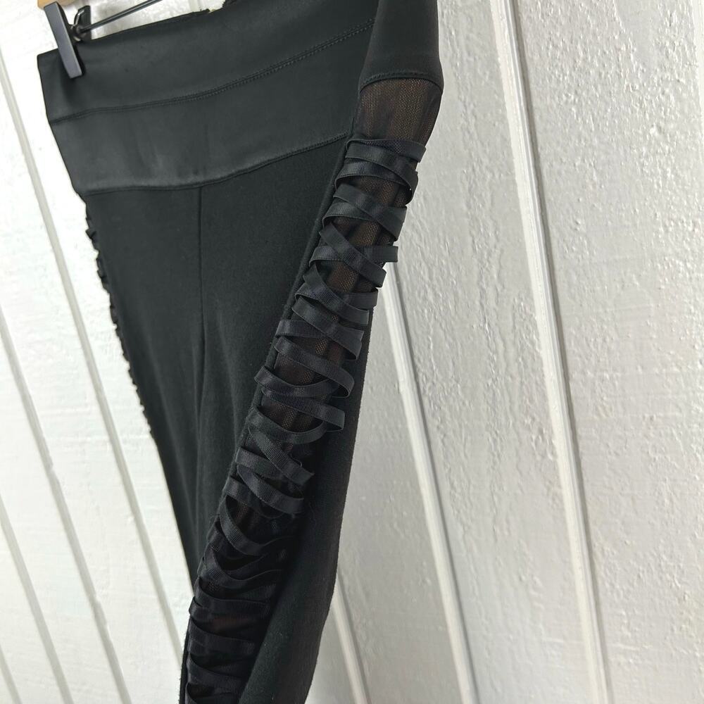 Bisou Bisou Black Skinny Leggings Punk Goth Y2K Stretch Pants Women Size 2 - Picture 3 of 8